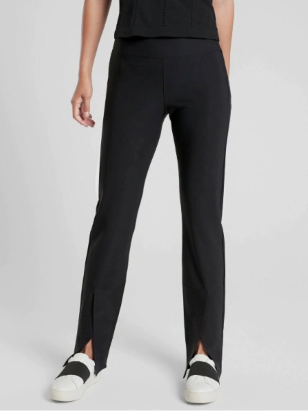 Athleta Interstellar Slimming Tight 10 Black High Rise Split Hem Pant Size 6